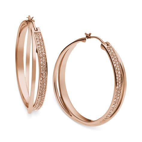 michael kors pave stud earrings rose gold|Michael Kors hoops.